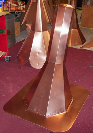 Copper flashing flange and flue collar