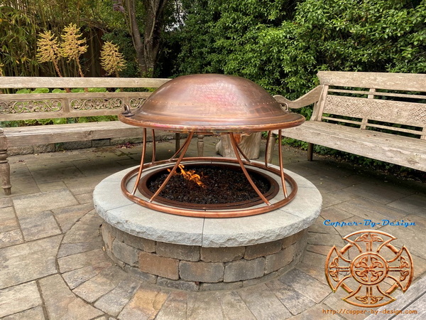 Round copper firepit cover