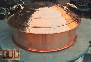 Copper fire pit cover w/brass handles