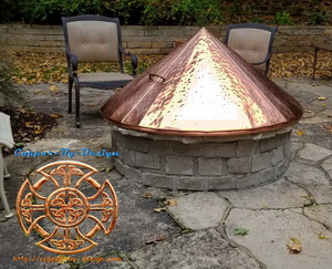 56.5" wide cone shaped copper fire-pit cover