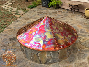 Cone shaped copper fire-pit cover