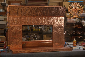 A copper clad fireplace