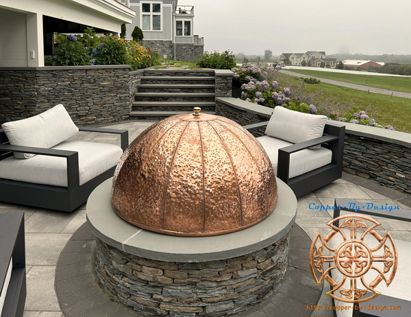 48" hemisphere shaped copper fire pit cover